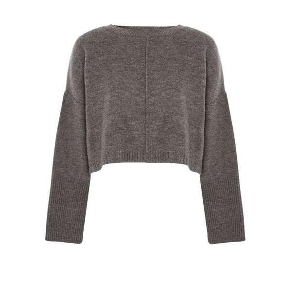 Topshop Sweaters - Topshop | Grey Wide Sleeve Cropped Sweater